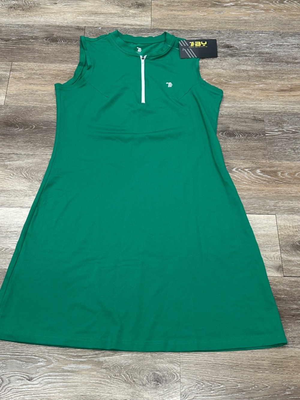 Sleeveless Green Athletic Zip-Front Dress